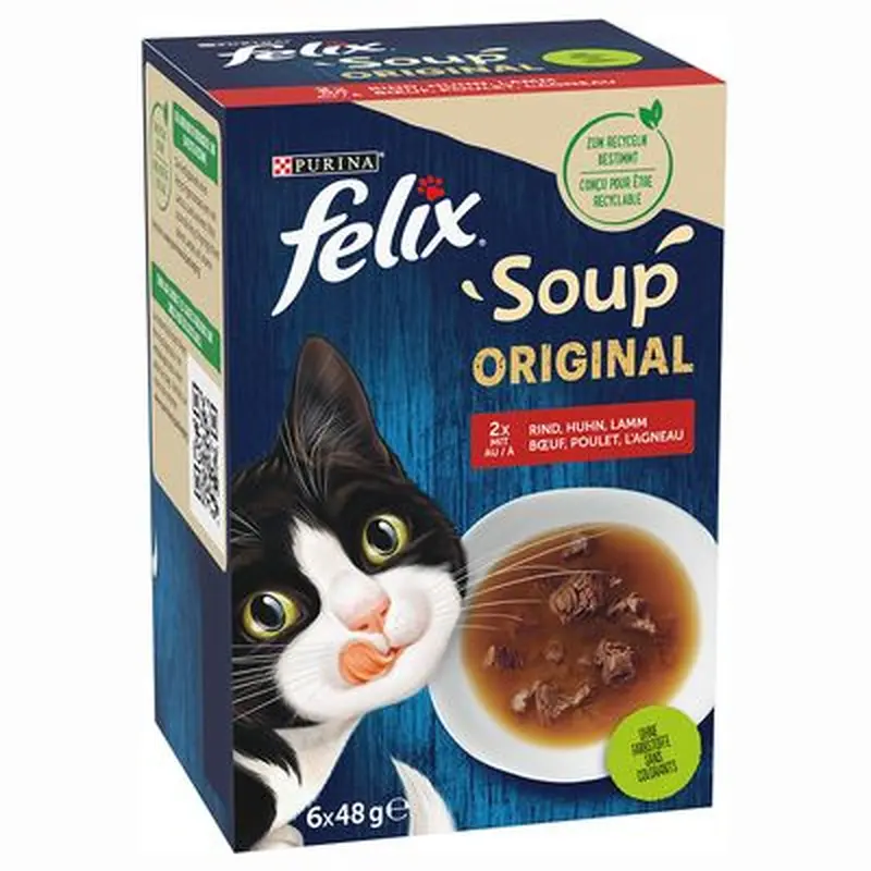 18 x 48g Felix Cat Snacks - 2 + 1 Free! * - Soup Farm Selection (18 x 48g)
