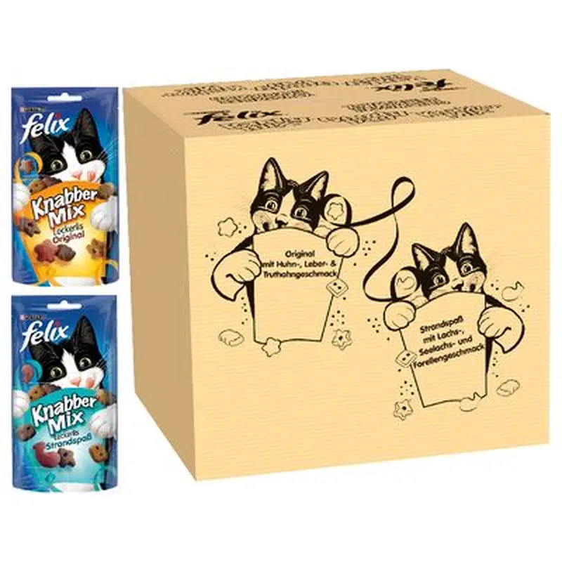 Felix Party Mix Cat Treats - Original & Seaside Mix (16 x 60g)