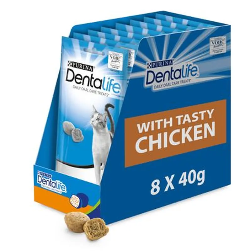 PURINA Dentalife Daily Cat Dental Care Snacks - 8 x 40g