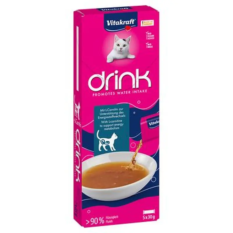 Vitakraft Cat Drink with Salmon & L-Carnitine - 5 x 30g