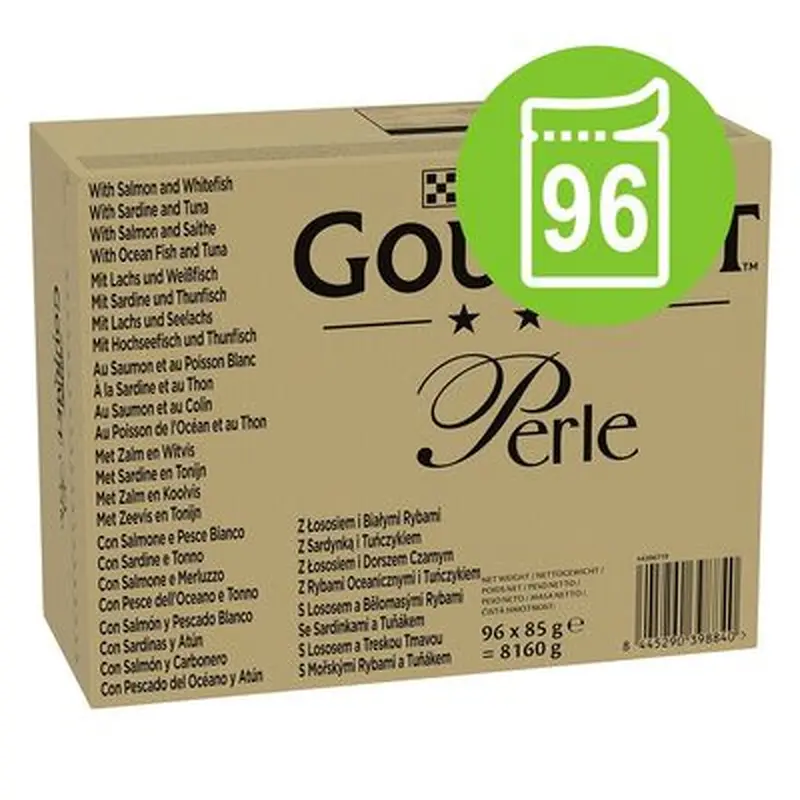 Gourmet Perle Pouches Mixed Mega Pack 96 x 85g - Trout, Turkey, Duck, Venison in Jelly