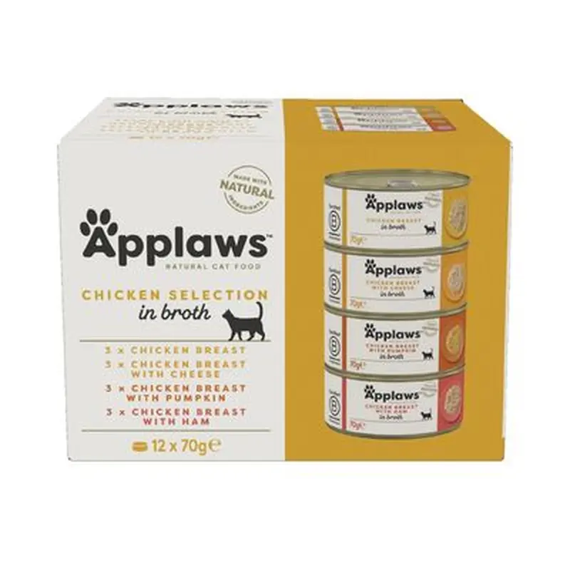 Applaws Cat Cans Mixed Multipacks - Chicken Selection in Broth 24 x 70g