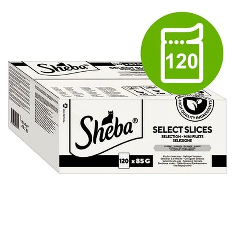 Sheba Pouches Select Slices in Gravy Mega Pack 120 x 85g - Poultry Collection in Gravy