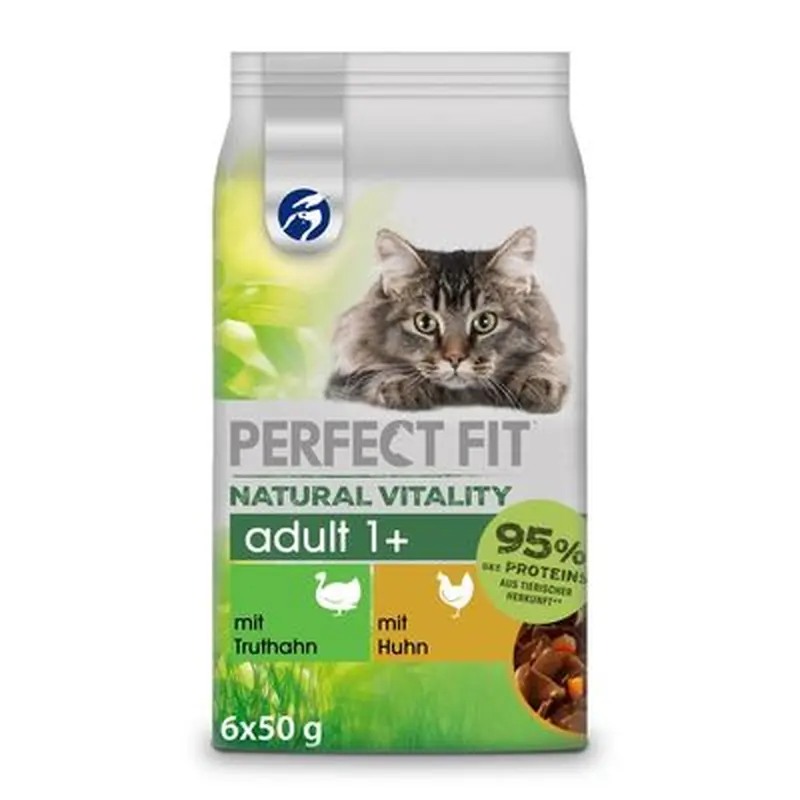 Perfect Fit Natural Vitality Adult 1+ Wet Cat Food - Saver Pack: Chicken & Turkey (36 x 50g)