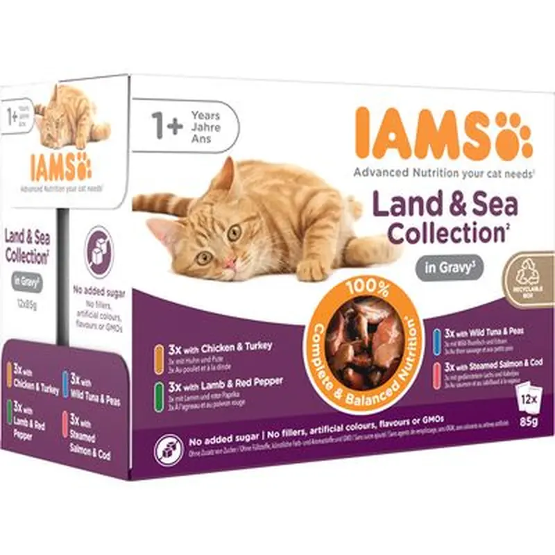 IAMS Advanced Nutrition Adult  Land & Sea Collection - in Gravy (12 x 85g)