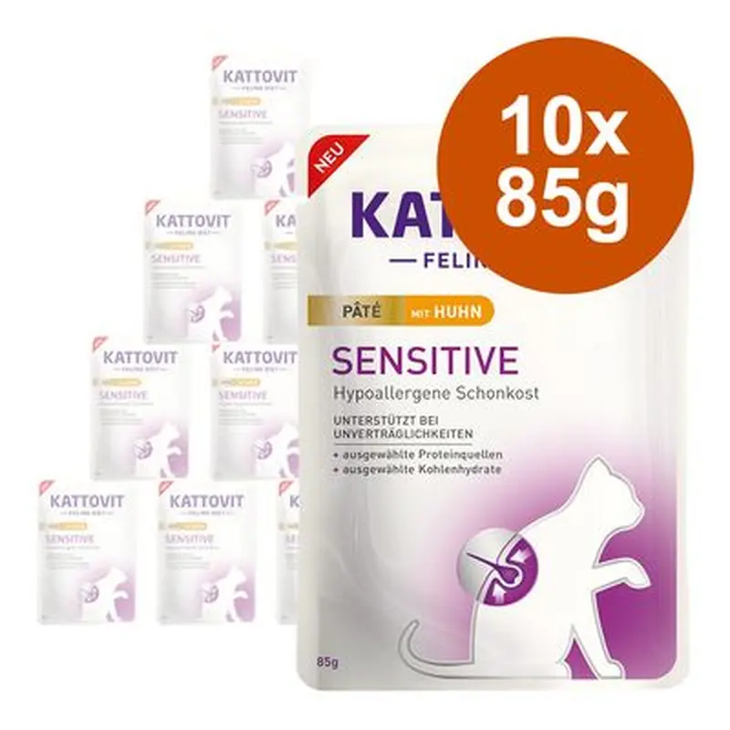 Kattovit Sensitive Pat 10 x 85g - With Chicken