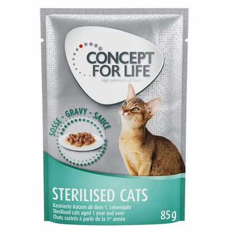 24 x 85g Concept for Life Wet Cat Food  20 + 4 Free! * - Sterilised Cats  in Gravy (24 x 85g)
