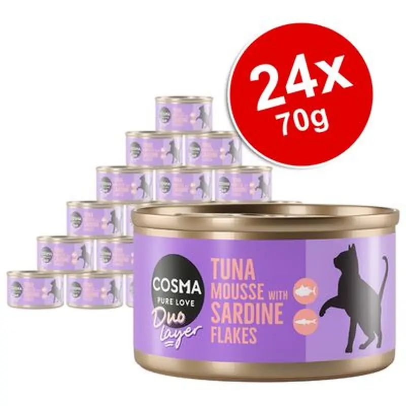 Cosma DUO Layer Saver Pack 24 x 70g - Chicken Mousse with Chicken Flakes