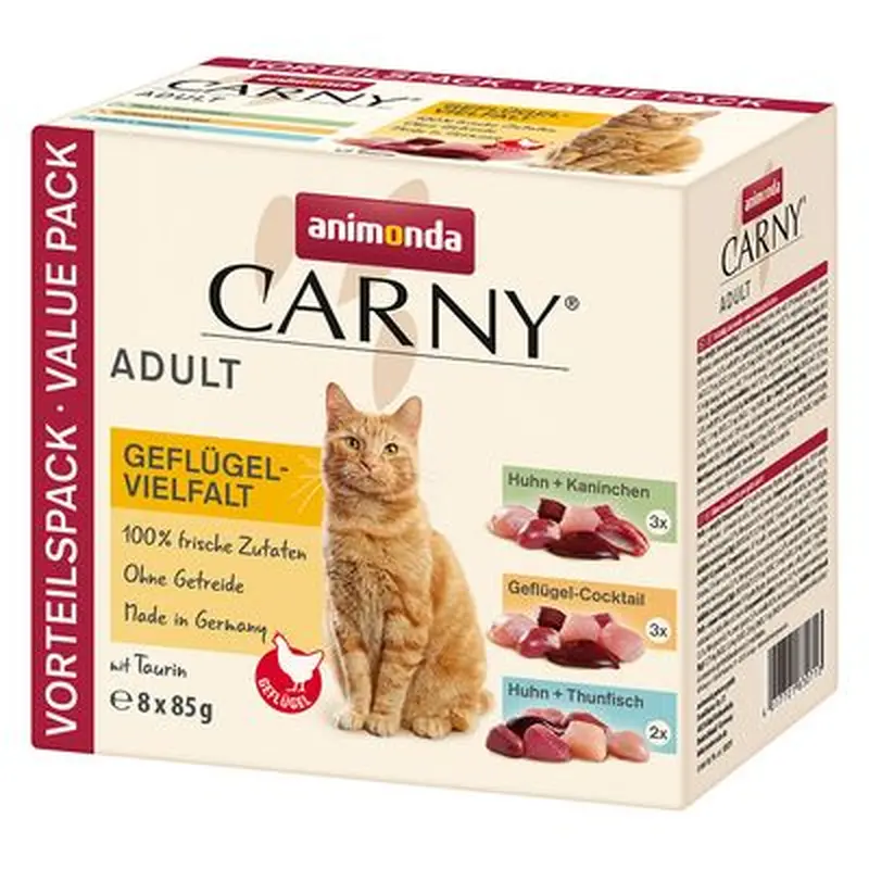 animonda Carny Pouch Multipack 8 x 85g - Poultry Selection - 3 Varieties