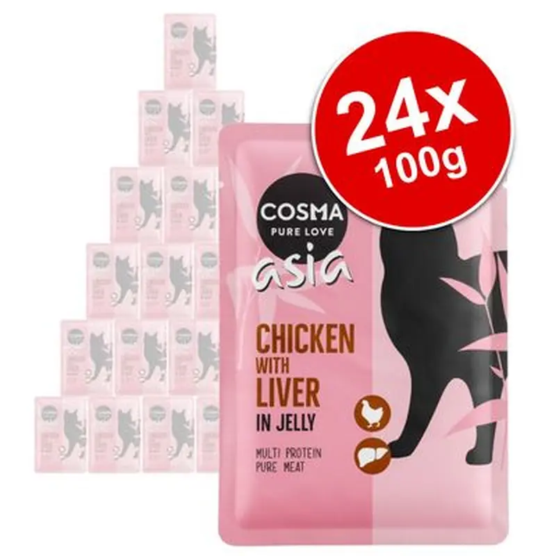Cosma Asia in Jelly Pouches Saver Pack 24 x 100g - Tuna with Beef