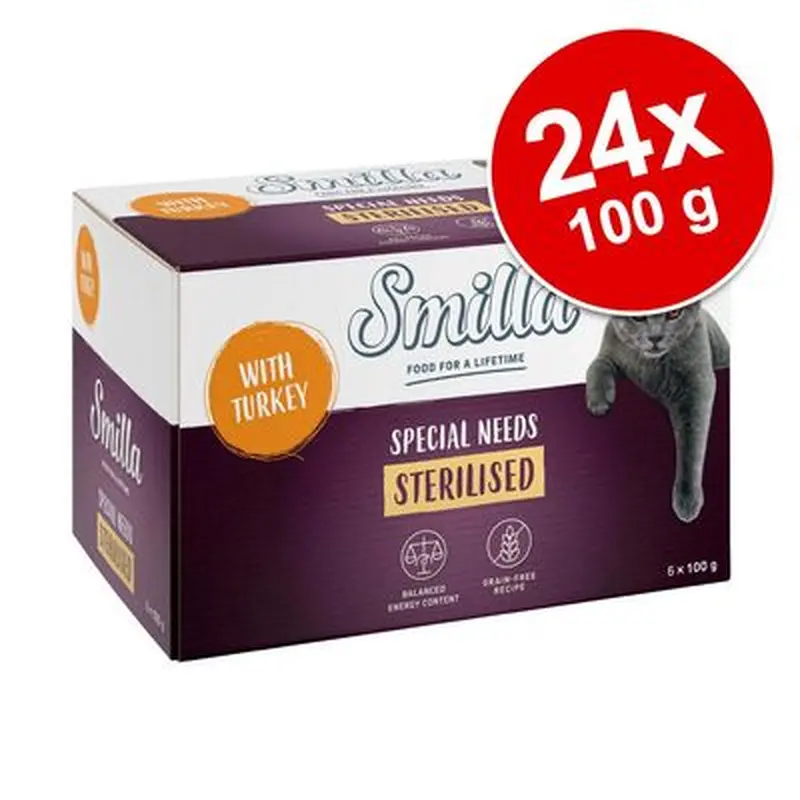Smilla Adult Sterilised Trays Saver Pack 24 x 100g - Turkey