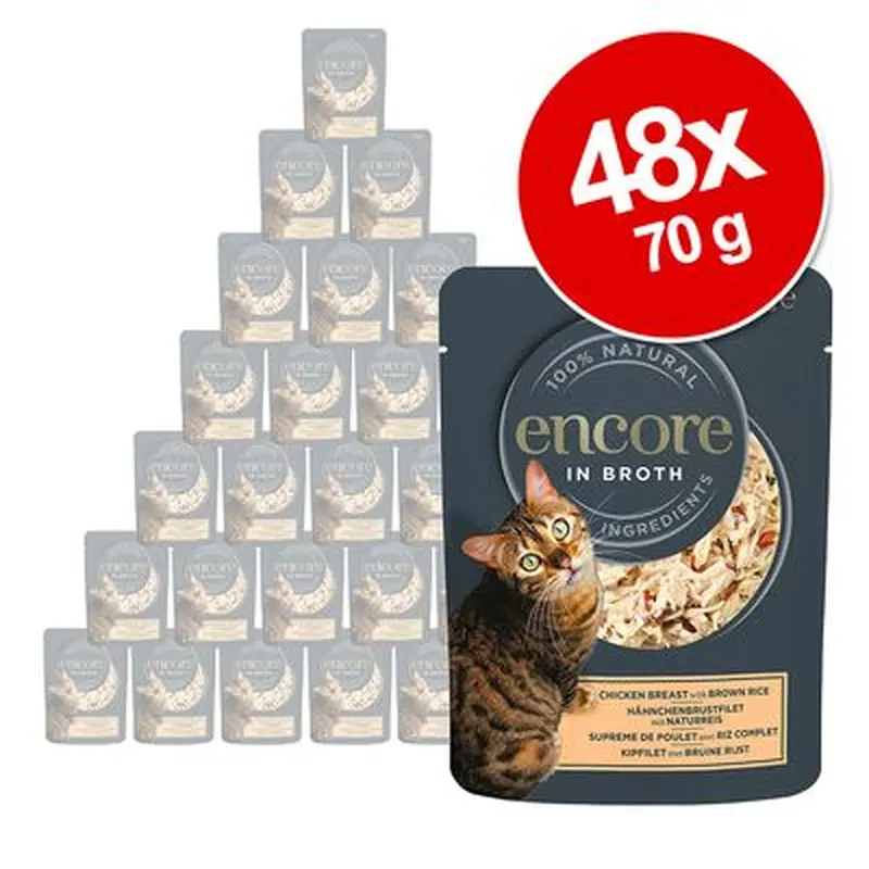 Encore Cat Broth Pouch Saver Pack 48 x 70g - Chicken Breast with Duck