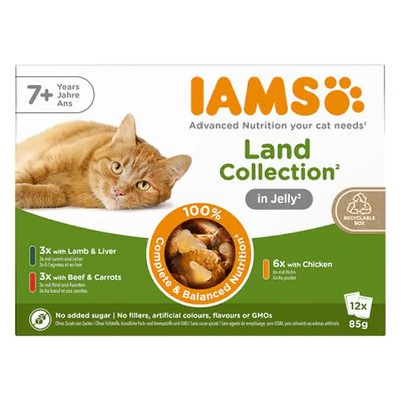 IAMS Advanced Nutrition Senior 7+ Land Collection in Jelly - 12 x 85g (3 Flavours)