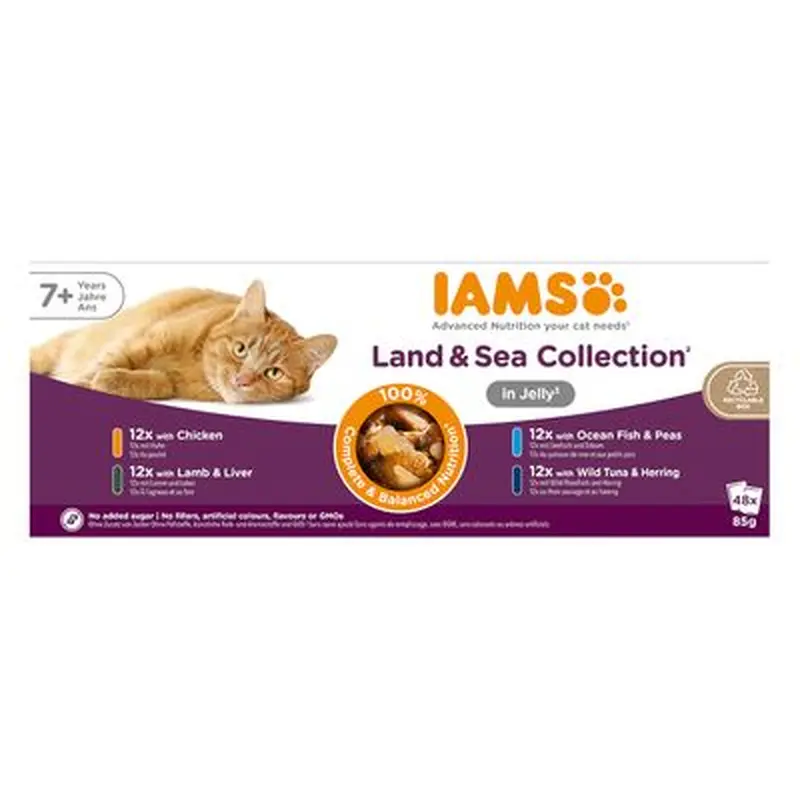 IAMS Advanced Nutrition Senior 7+ Land & Sea Collection in Jelly - 48 x 85g