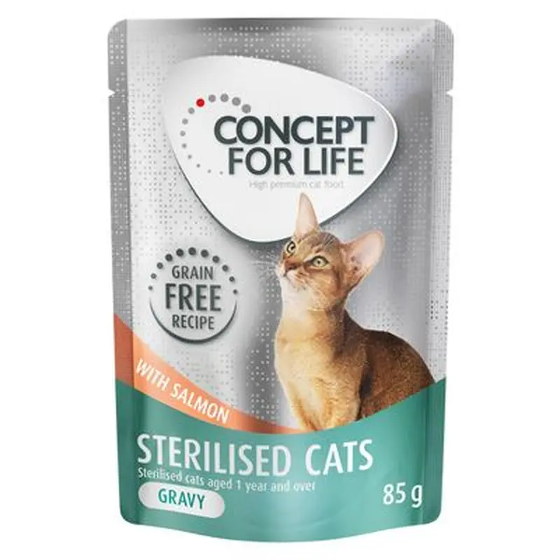 Concept for Life Sterilised Cats Salmon Grain-Free - in Gravy - 48 x 85g