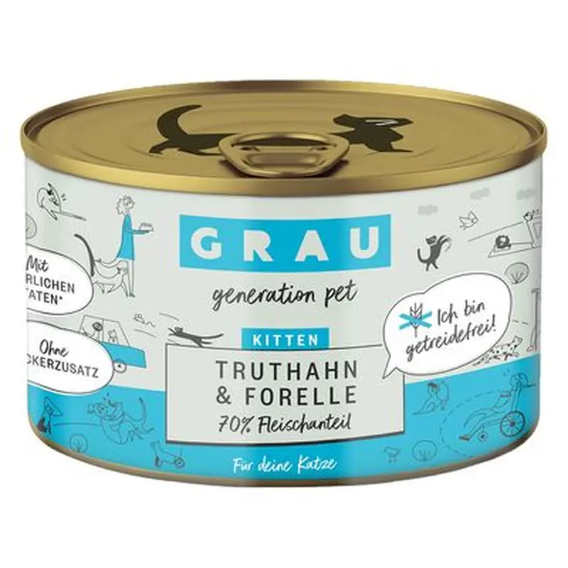 GRAU Gourmet Kitten Grain-Free 6 x 200g - Turkey & Trout