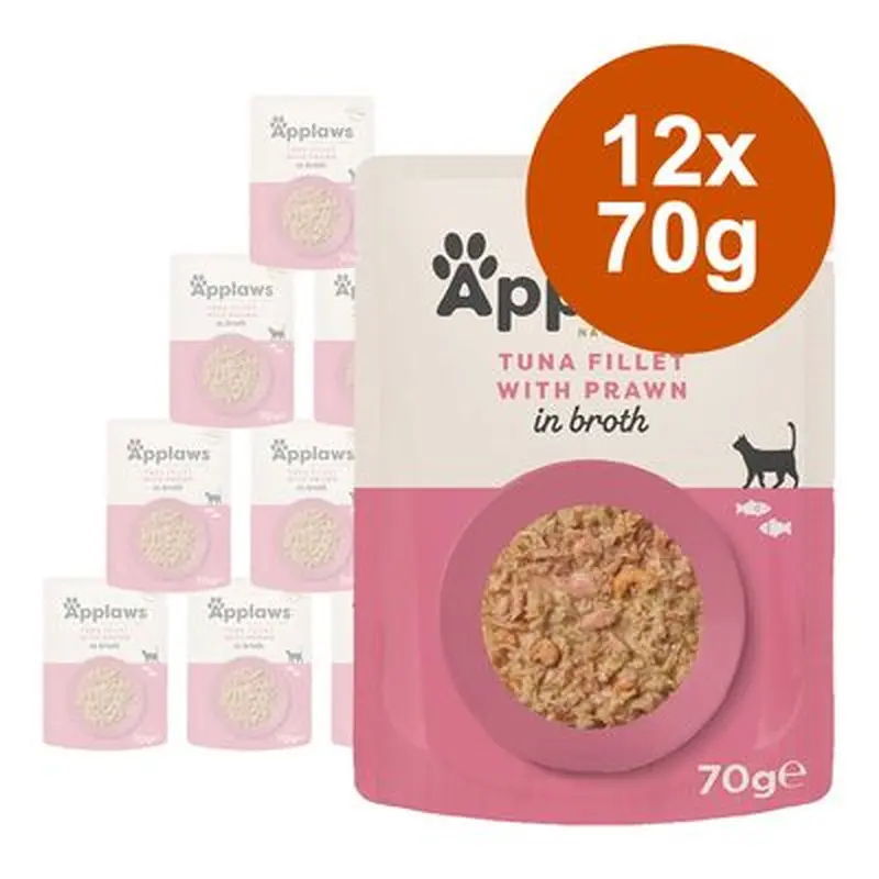 Applaws Cat Food Pouches in Broth - Tuna & Pacific Prawns (12 x 70g)