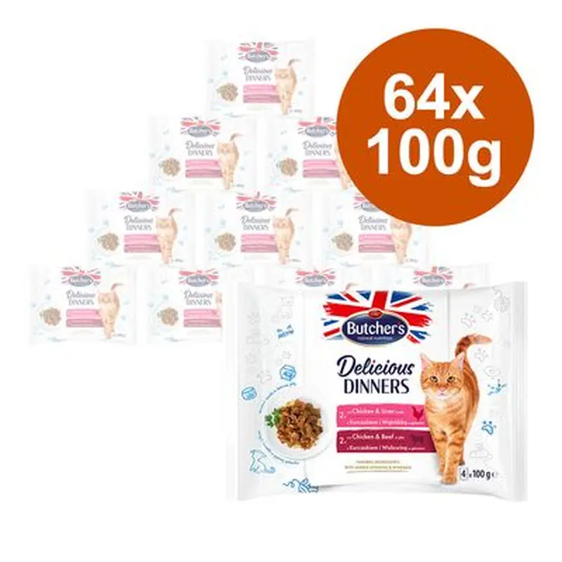 Megapack Butcher's Delicious Dinners 64 x 100g - Mix: Chicken, Chicken & Turkey