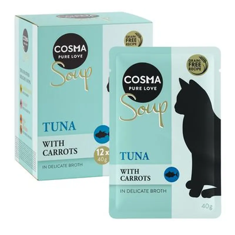 Cosma Soup 12 x 40g - Chicken & Salmon and Courgettes & Carrots