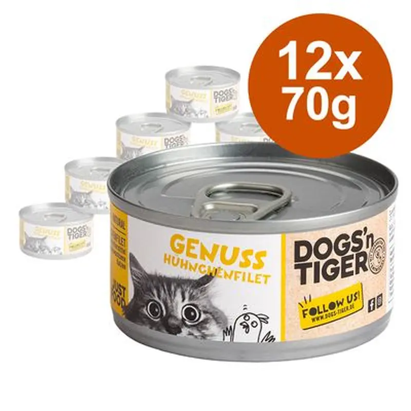 Dogs'n Tiger Cat Filet 12 x 70g - Chicken & Salmon Fillet