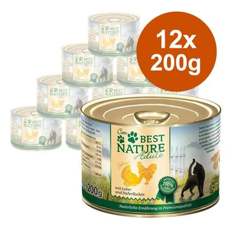 Best Nature Cat Adult Saver Pack 12 x 200g - Salmon, Chicken & Rice