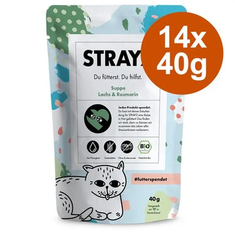 STRAYZ Organic Soup 14 x 40g - Organic Salmon & Organic Rosemary