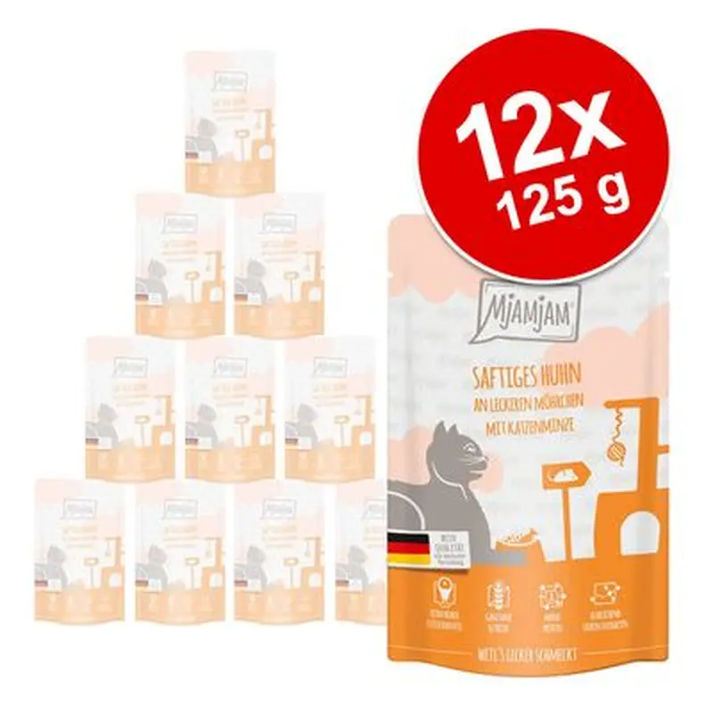 MjAMjAM Squeezy Pouches 12 x 125g - Tender Goat & Tasty Carrots