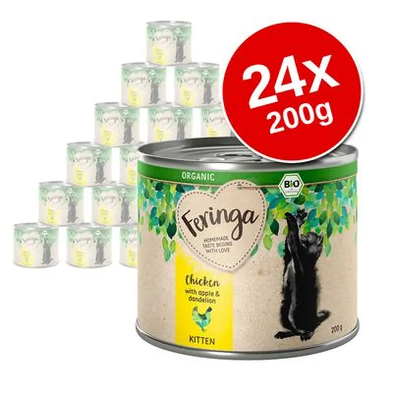 Feringa Organic Kitten Saver Pack 24 x 200g - Mixed Pack (2 Varieties)