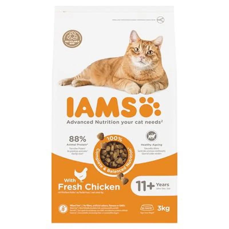 IAMS Advanced Nutrition Senior Cat 11+ with Chicken - Economy Pack: 2 x 3kg