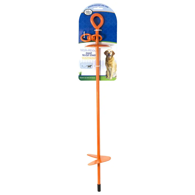Four Paws Walk-About Dog Tie Out Stake Orange 28"