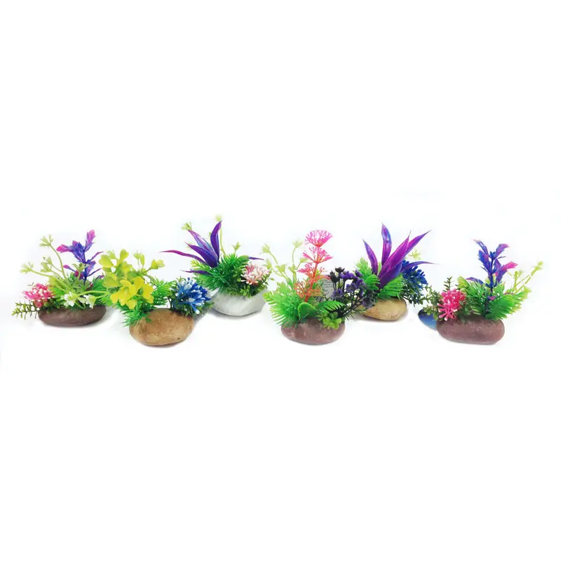 Penn-Plax Rock Aquarium Plant Style Assorted 6 in 6 Count