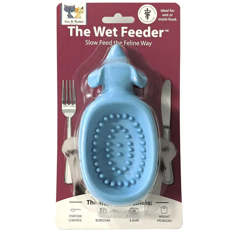 Doc & Phoebe The Wet Feeder for Cats Blue 5.75 in