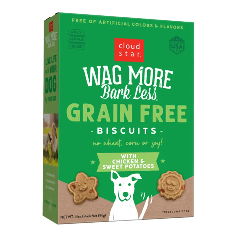Wag More Bark Less Grain Free Oven Baked Treats W/ Chicken and Sweet Potato 14Z 