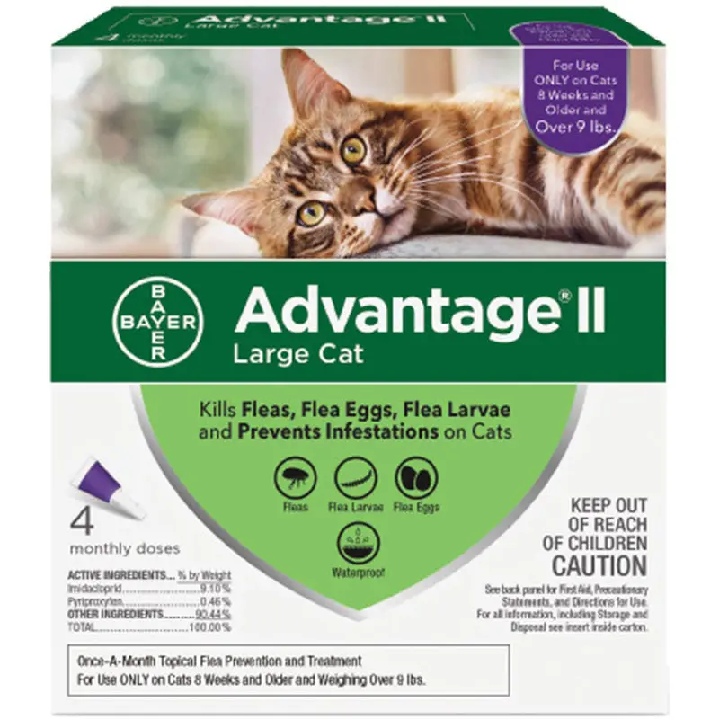 Advantage Ii Cat Large Cat 9+lb Purple 4 Pack
