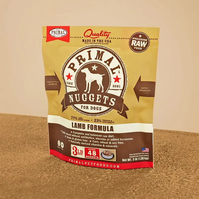 Primal Raw Frozen Nuggets Lamb Formula Dog Food 3lb