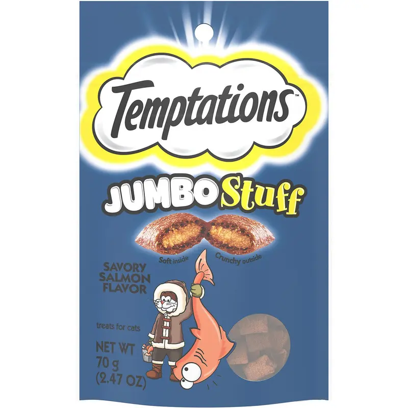 Whiska Temptations Jumbo Stuff Savory Salmon Cat Treats 12/2.47oz 