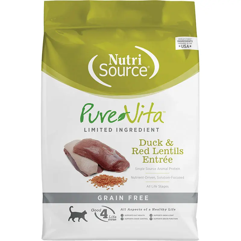 NutriSource Pure Vita Grain Free Duck & Lentils Cat Food 15 lb 