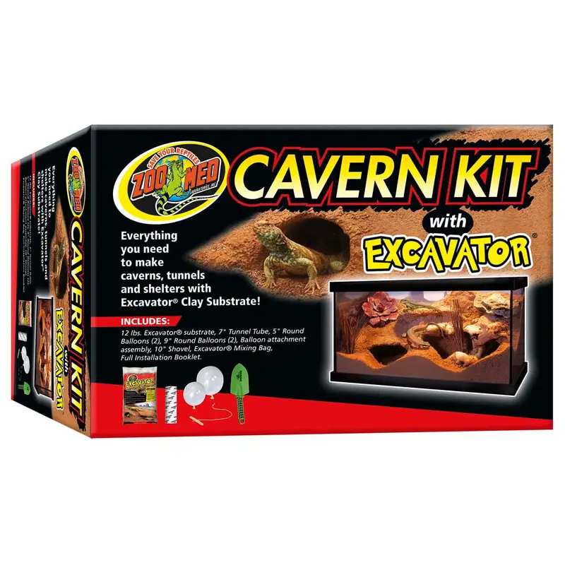 Zoo Med Cavern Kit with Excavator Clay Burrowing Substrate 12 lb