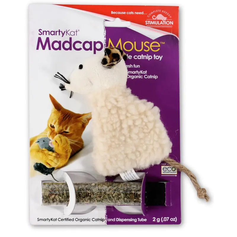SmartyKat Madcap Mouse Refillable with Catnip Tube Cat Toy Assorted (D)