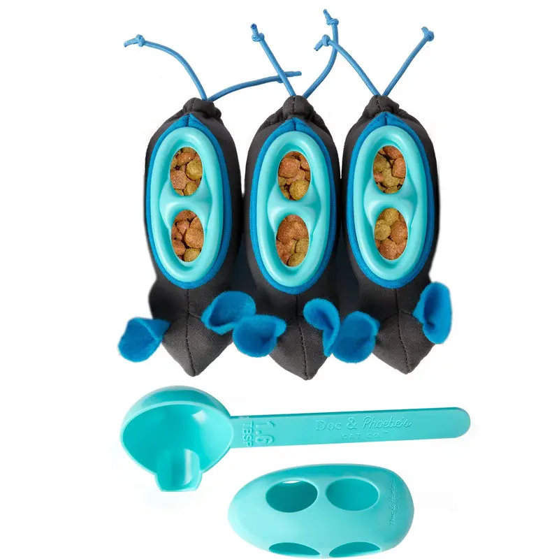 Doc & Phoebe Indoor Hunting Cat Feeder Blue, Gray 3 Pack