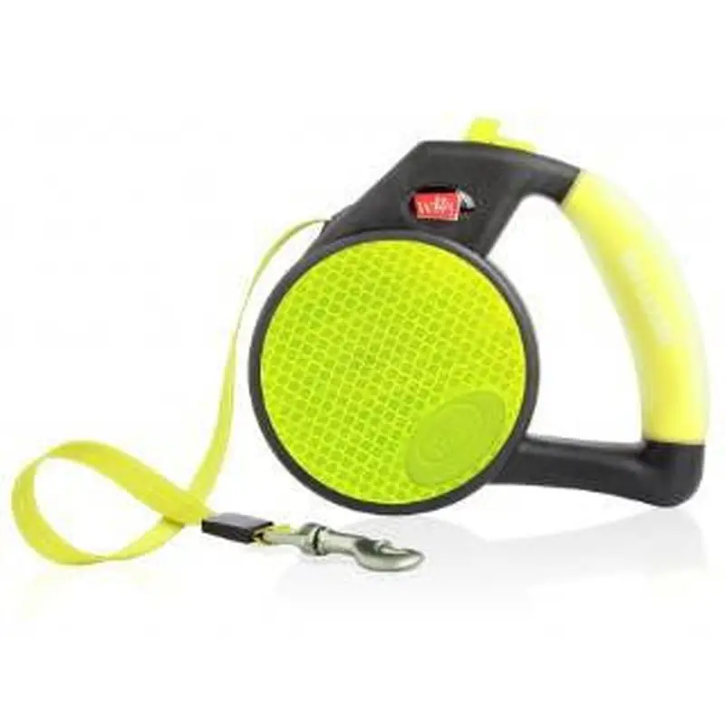 Wigzi Gel Handle Reflective Tape Retractable Leash Small Yellow 