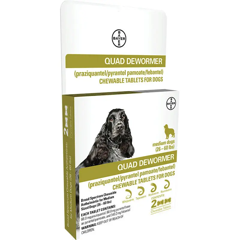 Elanco Dog Quad Dewormer Medium 26-60lb 2 Count