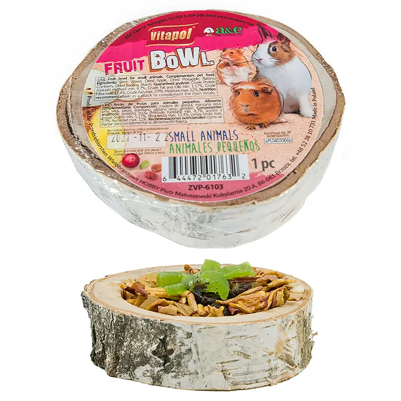 A & E Cages Vitapol Wooden Treat Fruit Bowl One Size