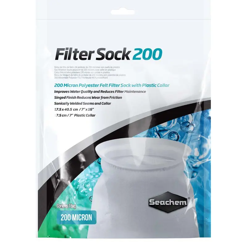 Seachem Welded Filter Sock with Plastic Collar White 7in X 16in LG