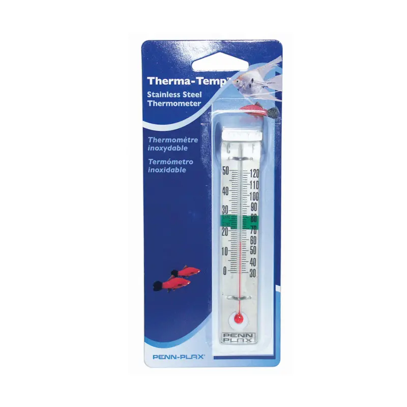 Penn-Plax Therma-Temp Stainless Steel Aquarium Thermometer Silver 4.75 in