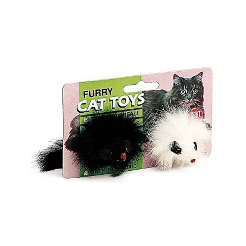 Spot Twin Plush Mice Rattle & Catnip Toy Black, White 4.5 in 2 Pack