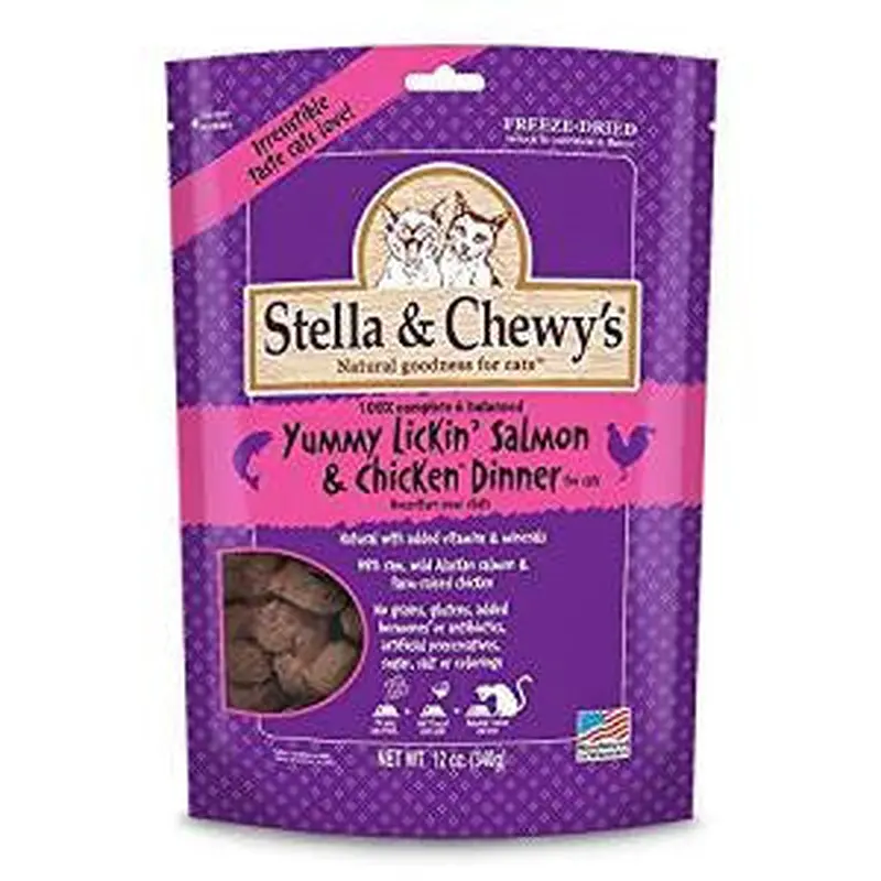 Stella & Chewy's 8 oz Freeze-Dried Yummy Lickin' Salmon & Chicken Dinner Cat 
