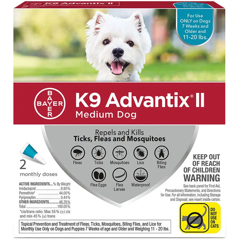 K9 Advantix Ii Dog Medium 11-20lb Teal 2 Pack