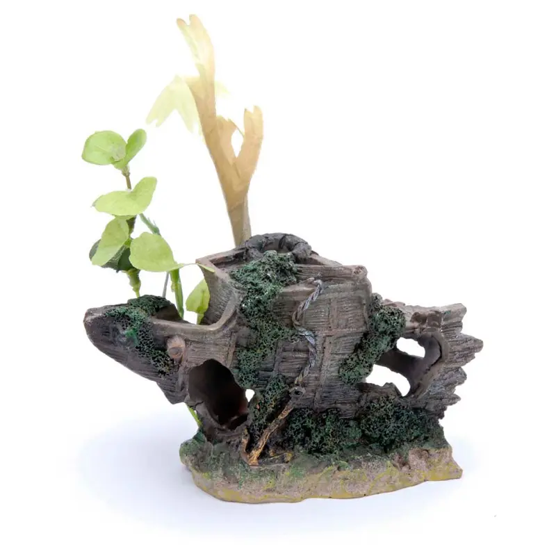 Penn-Plax Shipwreck Bow Aquarium Ornament Brown/Grey 3in SM