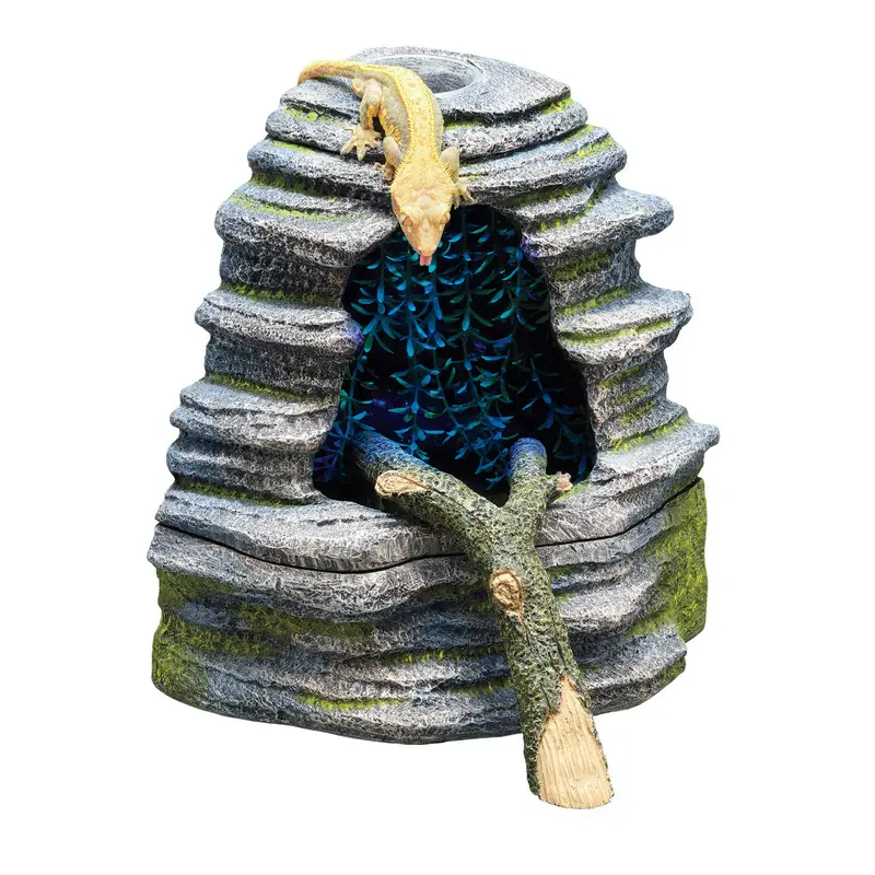 Zilla Spring Cave Dcor with Blue LED, Rain Chamber, One Size